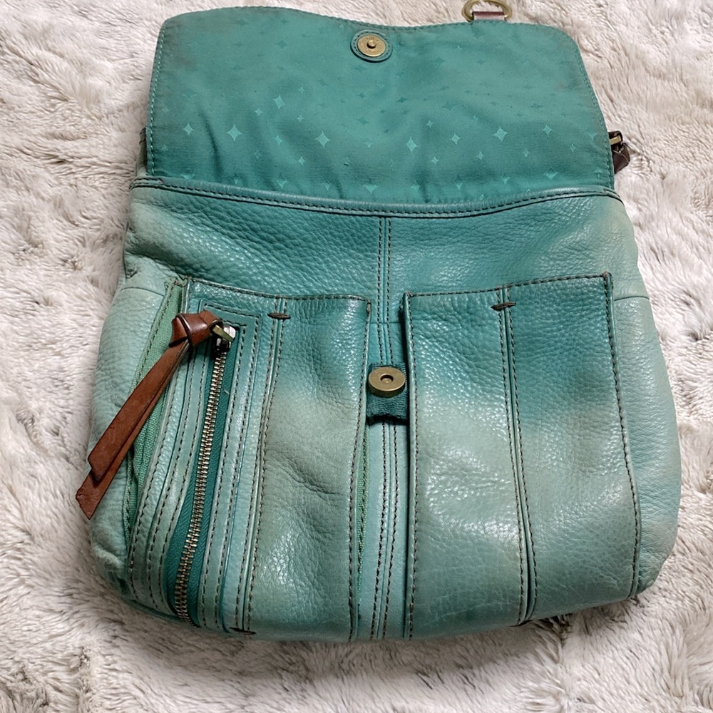 Fossil leather handbag, greenish-blue - Picture 3 of 6